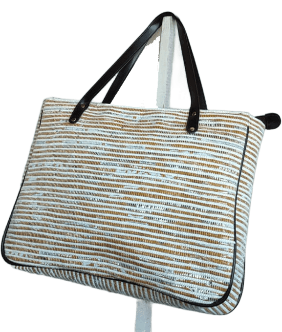 SAC A MAIN MIXTE ANSE CUIR, CEINTURE, FERMETURE